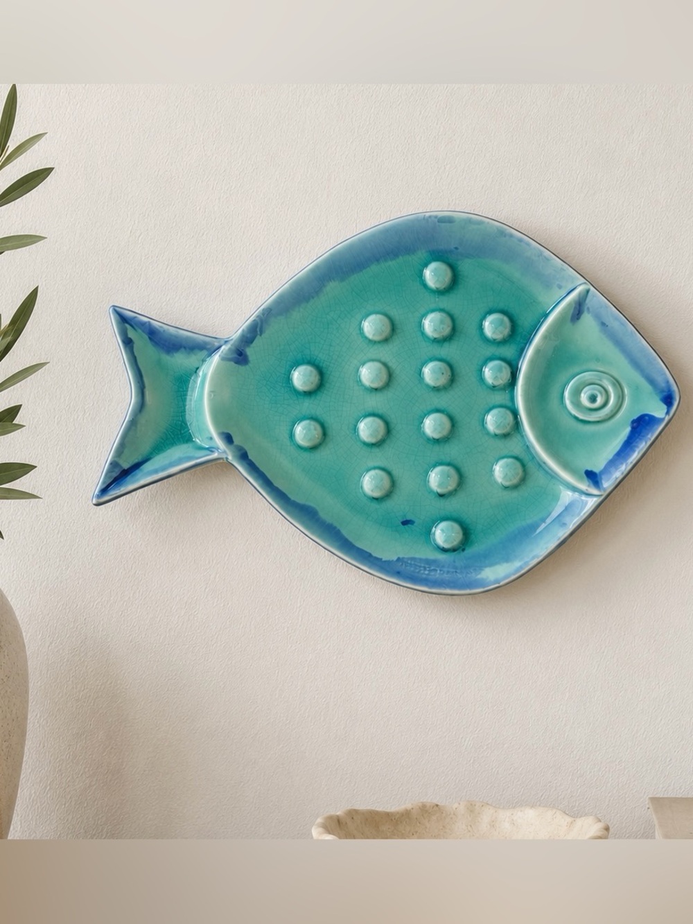 Artisan Portuguese Ceramic Fish Wall Plaque | 11.5” Original Portugal Pottery
